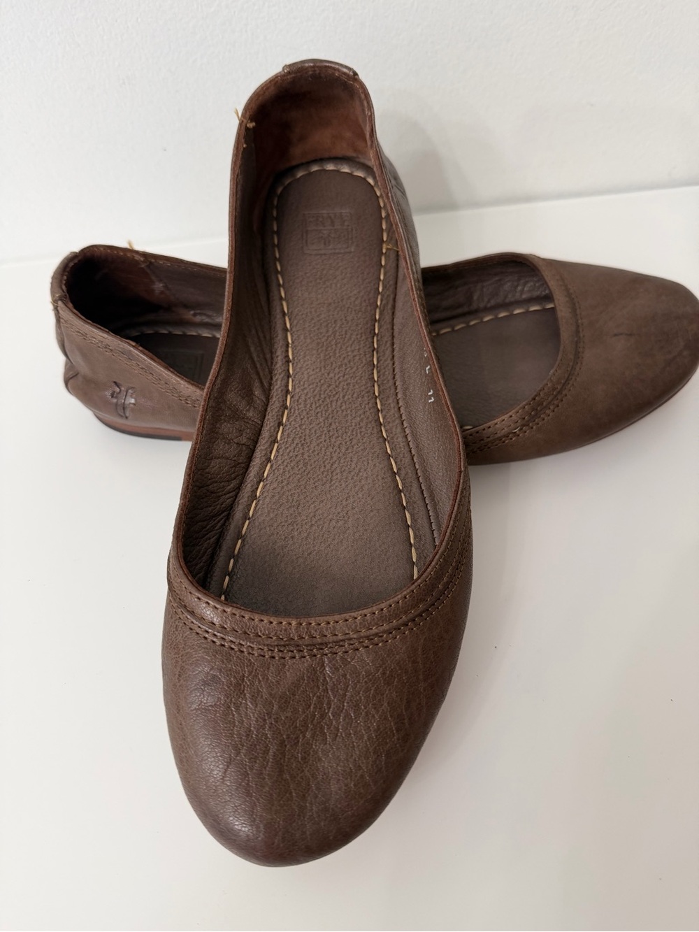 Frye Brown Leather Slip-On Ballet Flats Size 10